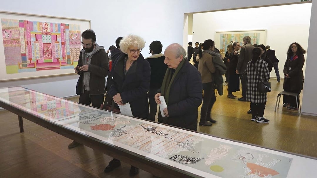 袁旃於龐畢度中心法國現代美術館個展開幕現場。（駐法國臺灣文化中心提供）