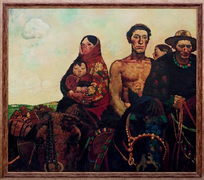 周春芽《春天來了》，布面油畫，163×186.5cm。（中國嘉德提供）
