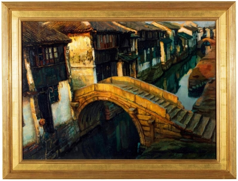 陳逸飛 《金橋（蘇州）》，油彩、畫布，76×107cm ，1980年代，估價：320萬至520萬元人民幣。（永樂拍賣提供）
