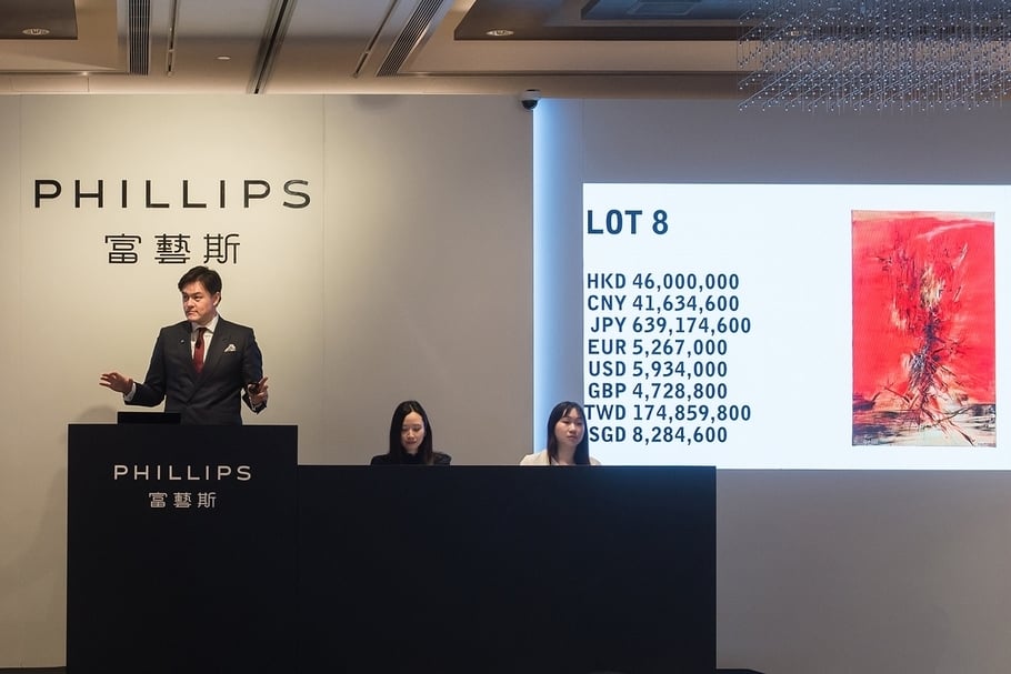富藝斯香港「二十世紀及當代藝術」晚拍現場。（富藝斯提供）