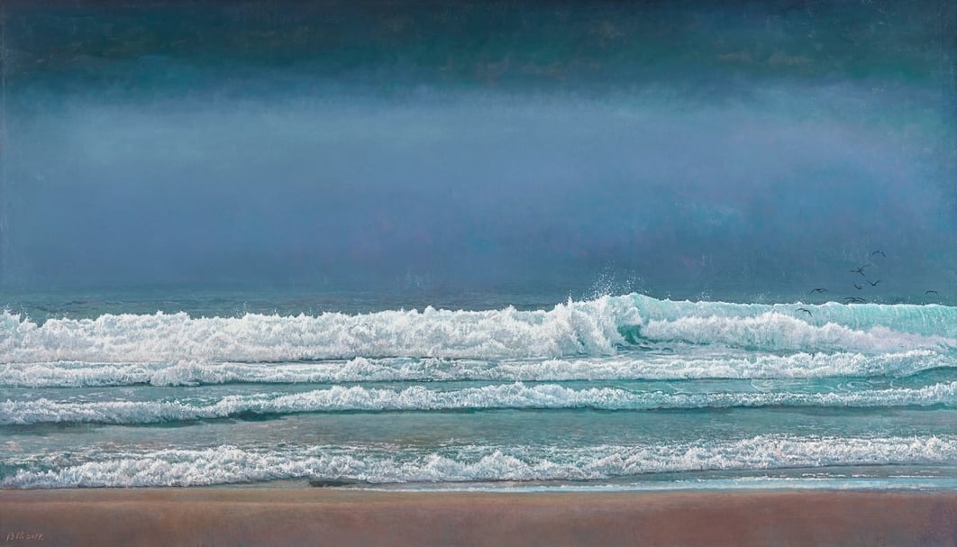 劉得浪《大海》，油彩、畫布，130×194cm，2019。（尊彩藝術中心提供）