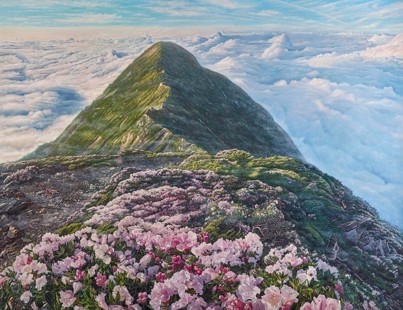 劉得浪《漫步在雲端》，油彩、畫布，200×260cm，2020。（尊彩藝術中心提供）