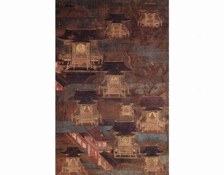 圖2 重要文化財．日本鎌倉時代〈日吉曼荼羅圖〉，絹本設色，96.9×64.1公分，大和文華館藏。（大和文華館提供）