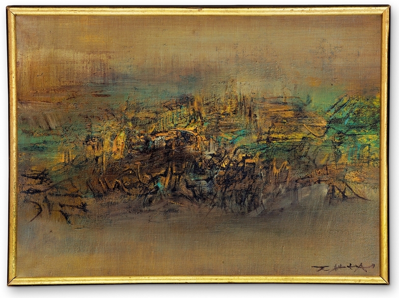 趙無極《12.05.60》,油彩、畫布, 24 × 33 cm,1960年作,估價:350萬至450萬港元。(中國嘉德香港提供)