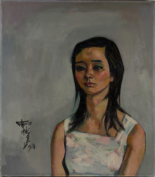 席德進《白衣少女》，布面油畫，78.5x69cm。（PTT空間提供）