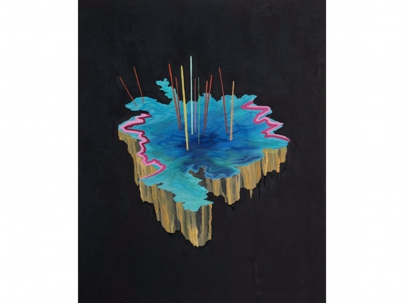 瑪利安．莫里，《大地的邊界》， 油彩、麻布，100 x 80 cm，2018。（藝術家提供）