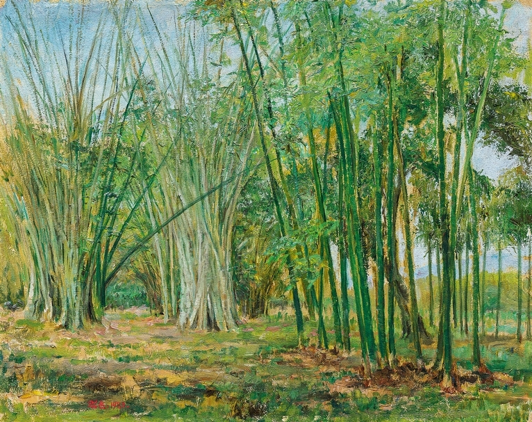 李瑞年《青翠》，油彩、木板， 43 × 55 cm，1980年作，估價至50萬至60萬港元。（中國嘉德香港提供）