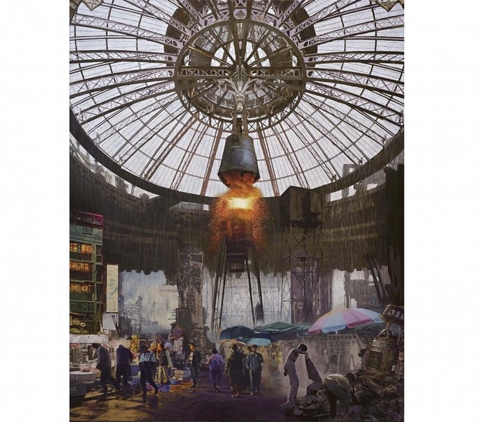 臺灣銀行藝術祭—青年繪畫季第一名吳育綸的作品《南島風景—穹頂》。（臺灣銀行提供）