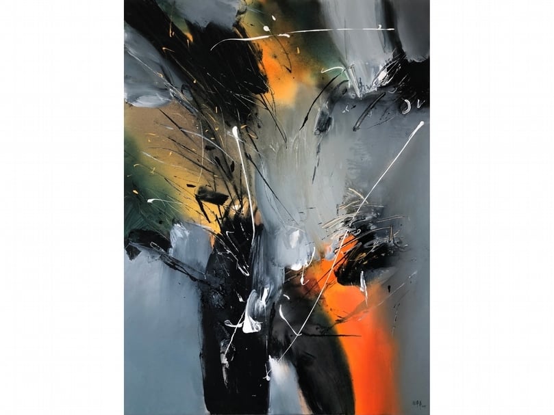 徐畢華《雲中的舞者》，複合媒材，130x97cm，2019。（藝術家與宏藝術提供）