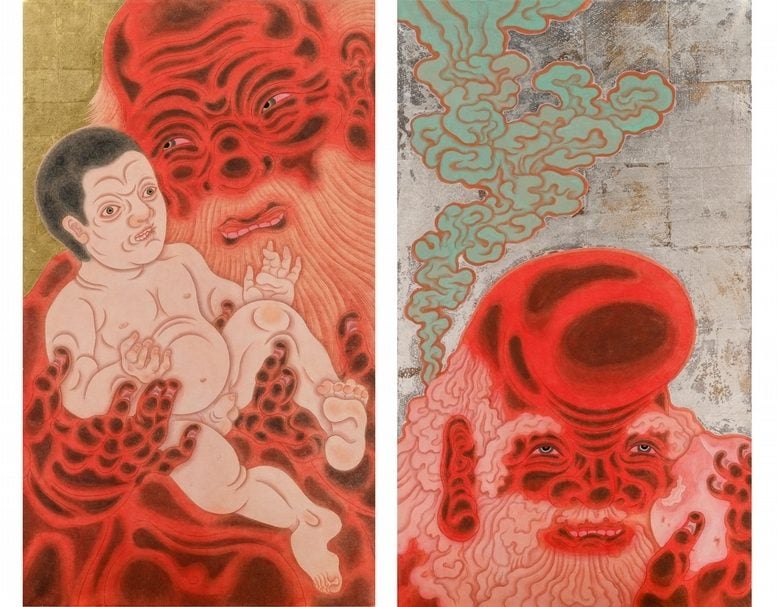 曾建穎《福星》（左）、《壽星》（右）。（赤粒藝術提供）