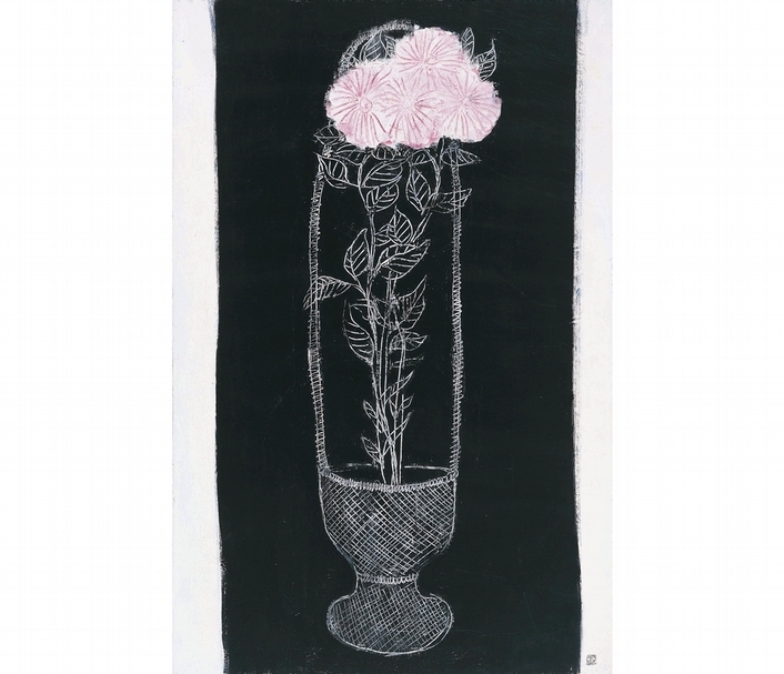 常玉《籃中粉紅菊》，油彩、畫布，92x60cm，預估價6,800萬-9,800萬港元。（佳士得提供）