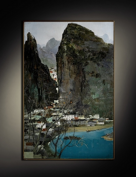 《桂林景色》是吳冠中七幅以桂林為主題的油畫創作之一，最終以港幣4,343萬成交，成為全場第五高價。（蘇富比提供）