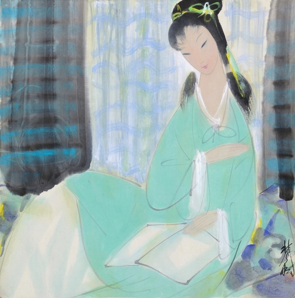 林風眠《讀書仕女》。（北京保利提供）
