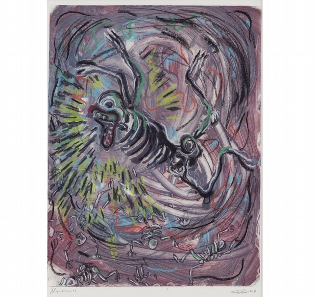 烏里克．托耶斯納（Ulrike Theusner）《Nightmares》， Monotype ，Sheet: 46,1 x 35,6 cm; Image: 39,5 x 29,8 cm ，2019。（courtesy Galerie EIGEN + ART Leipzig/Berlin）