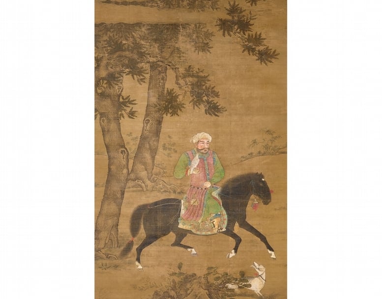 佚名（明初）《胡人騎獵圖》。（蘇富比提供）