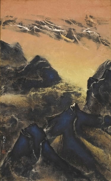 劉國松《行空》,設色、紙本、鏡框,94.5×58.3cm,1968。(景薰樓提供)
