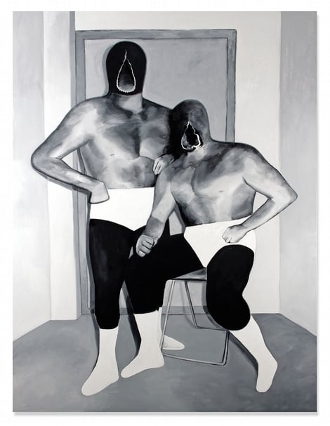 五木田智央《Los Lobos》,壓克力、畫布,259 x 194 cm,2018 ,成交價:1,560萬元新台幣。(中誠拍賣提供)
