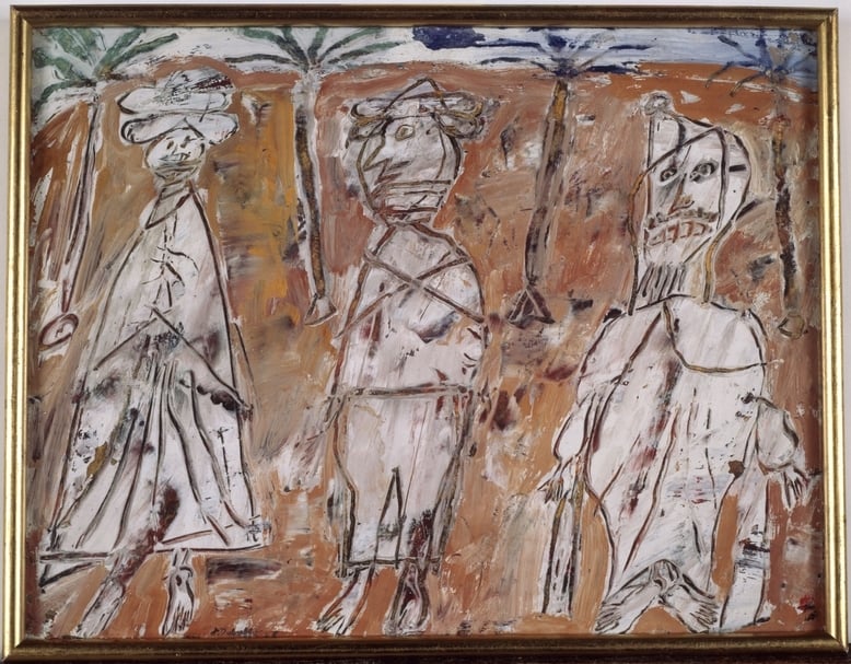 Trois bedouins, 31x42cm, 1984（圖片取自《看見真實心靈的杜布菲》書籍內頁p.56-57）