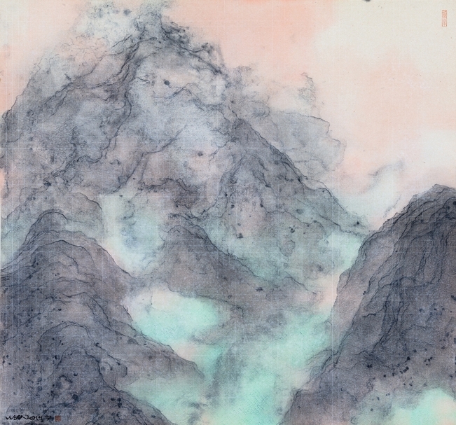 王紹強《霜天清曉之二》,紙本水墨,89x96cm,2019。(大象藝術空間館提供)