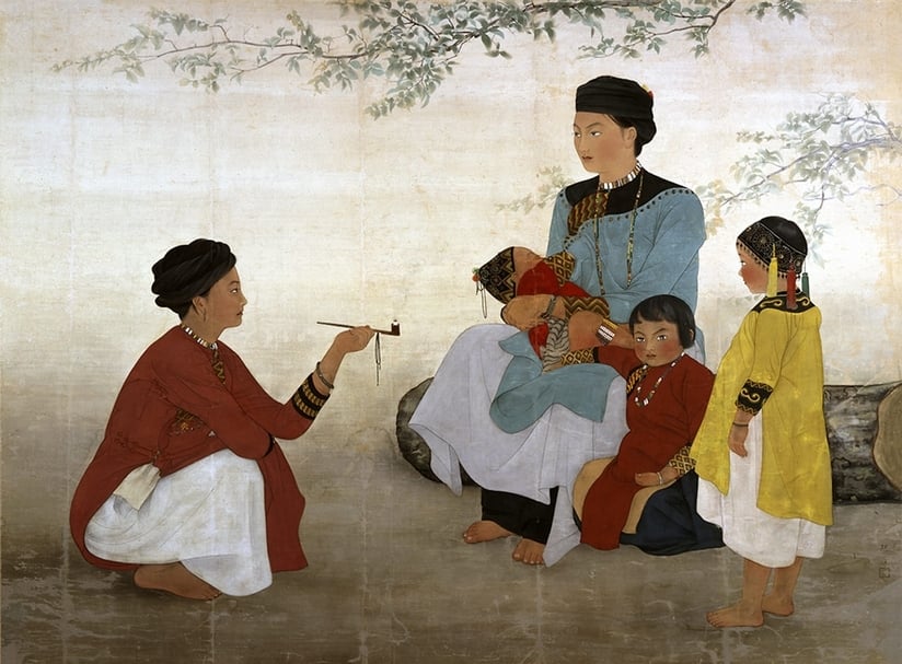 陳進,《三地門社之女》,147.7 x 199.1 cm,絹本、膠彩,1936,福岡亞洲美術館典藏。(北師美術館提供)