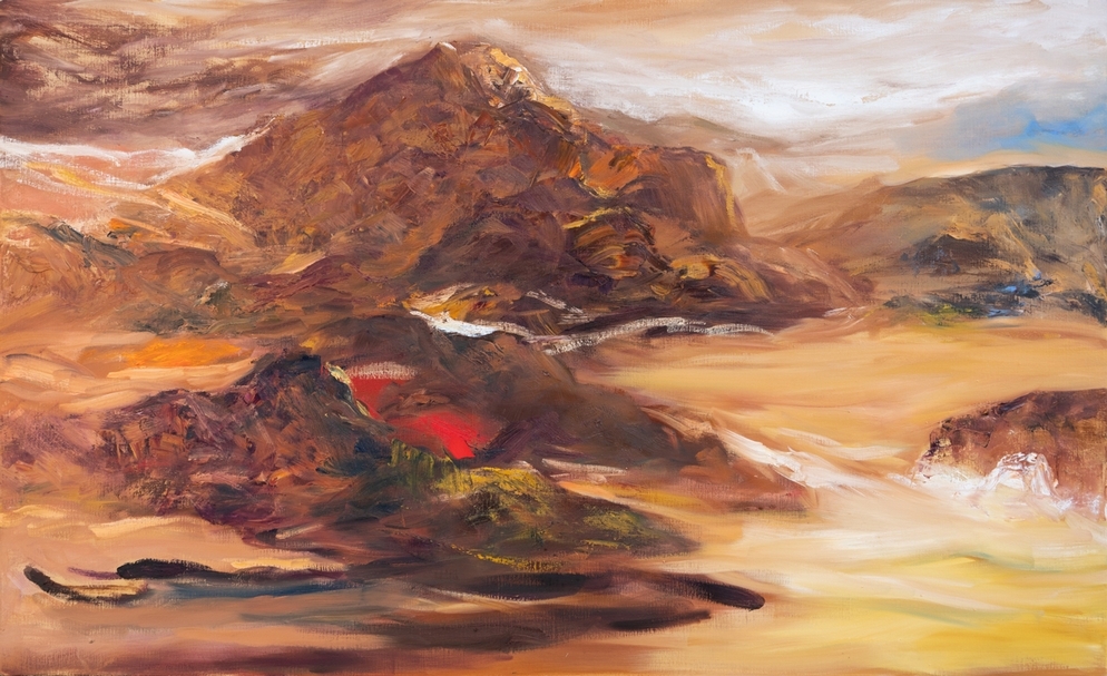 塵三《雙聯畫-水漫金山》，油彩畫布，97 x 162 cm ，2020 。（陳氏藝術 Chens Art 提供）