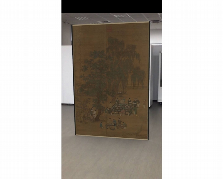 《宋徽宗文會圖軸》在實驗室的虛擬展示。（施登騰提供）