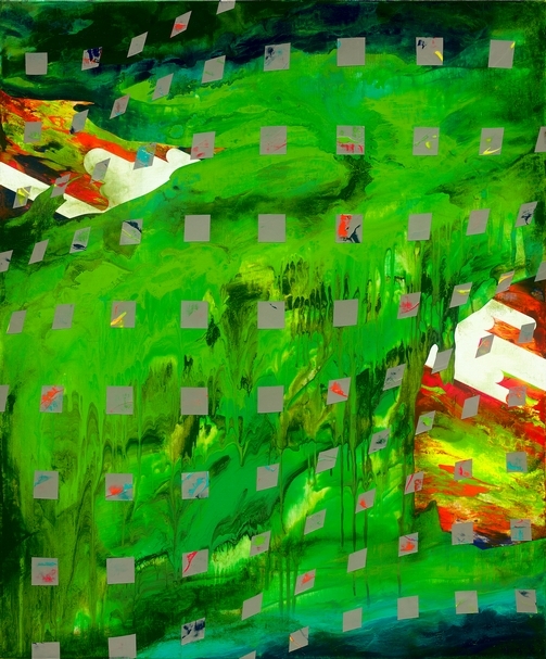 周代焌《迴盪在今昔中的景色》，壓克力、畫布，120×100cm，2020。（尊彩藝術中心提供）