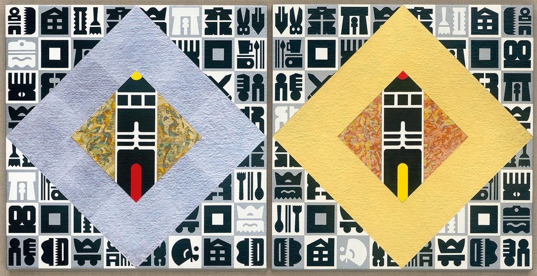 廖修平《福門20-F》，壓克力、金箔、畫布，50×101cm，2020。（尊彩藝術中心提供）