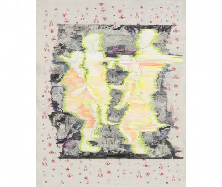 洪瑄《心合》， 絹本設色、墨、礦物顏料，100X80cm，2020。（赤粒藝術提供）
