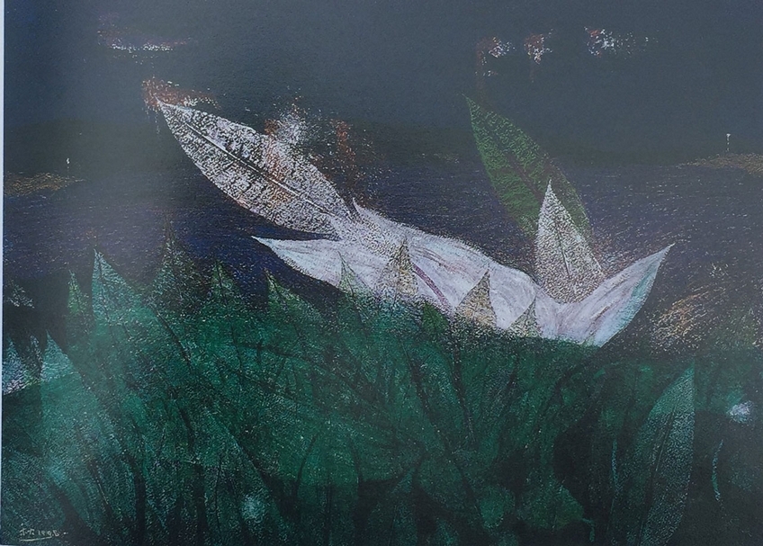 郭娟秋《海邊的夜露》，綜合媒材，40x55 cm，1998。（黃茜芳提供）
