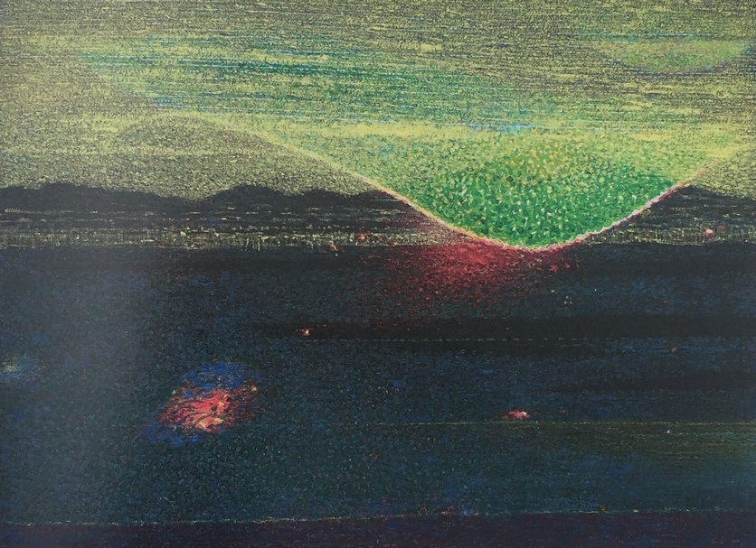 郭娟秋《河的日與夜》，油畫，60.5x45.5 cm，2013。（黃茜芳提供）