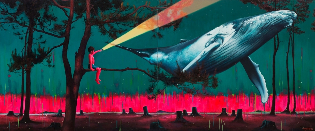 王曉勃〈尋找光明之路No.6〉，油畫畫布，150x360cm ，2020。（大雋藝術提供）