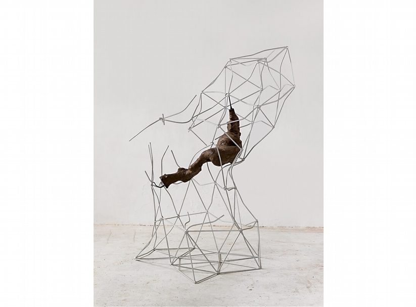 楊心廣《無題》樹根 、鋼筋、油漆．135×108×182㎝．2015。