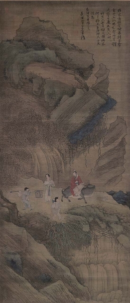 圖1 明崔子忠〈雲中雞犬圖〉,191.4×84公分。圖│國立故宮博物院