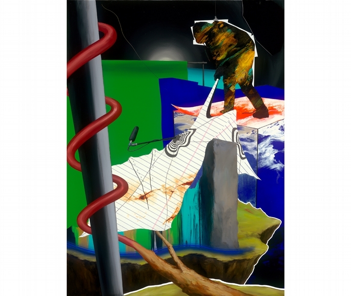 周代焌《拼裝・回溯・界碑》，壓克力、畫布，162×120cm，2020。（尊彩藝術中心提供）