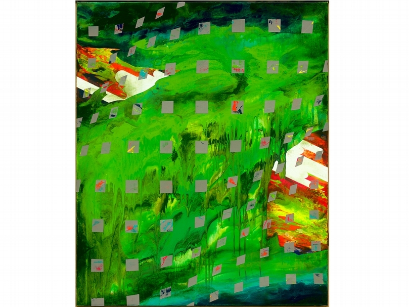 周代焌《迴盪在今昔中的景色》，壓克力、畫布，120×100cm，2020。（尊彩藝術中心提供）