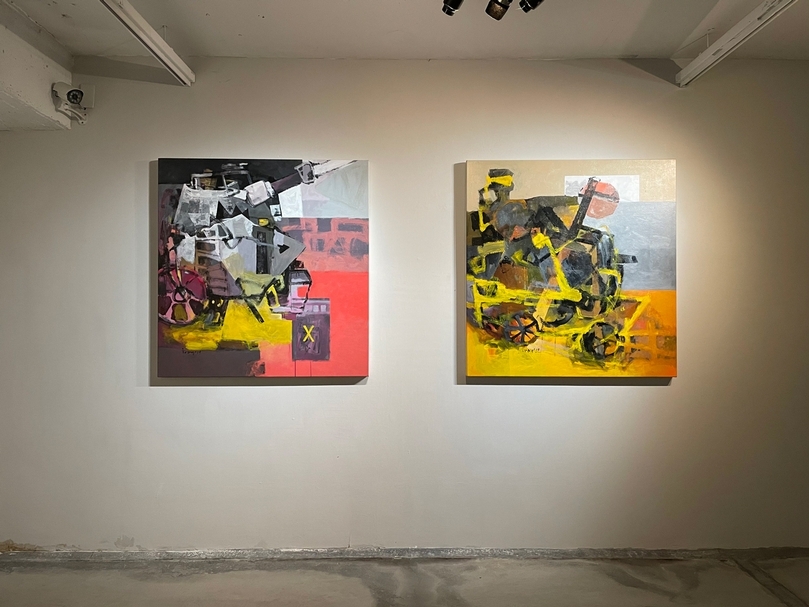塔帕斯．羅伊（Tapas Roy），《Untitled- T06/19》（左）、《Untitled- T07/19》（右），壓克力、畫布，105.5 x 110 cm／張，2020。（福利社提供）