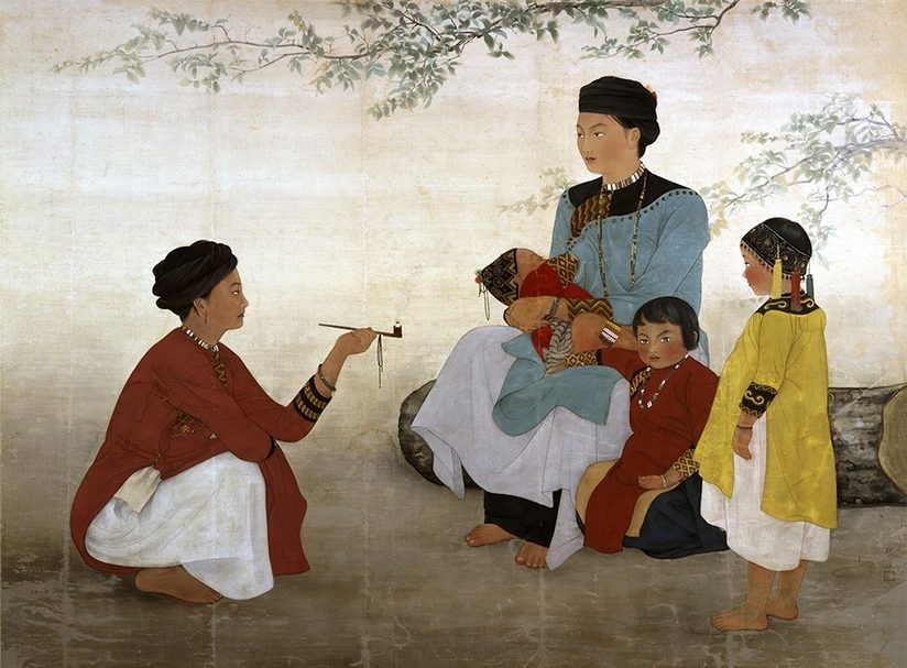 陳進《三地門社之女》。1936年。147.7X199.1cm。絹本、膠彩。福岡亞洲美術館典藏。（北師美術館提供）