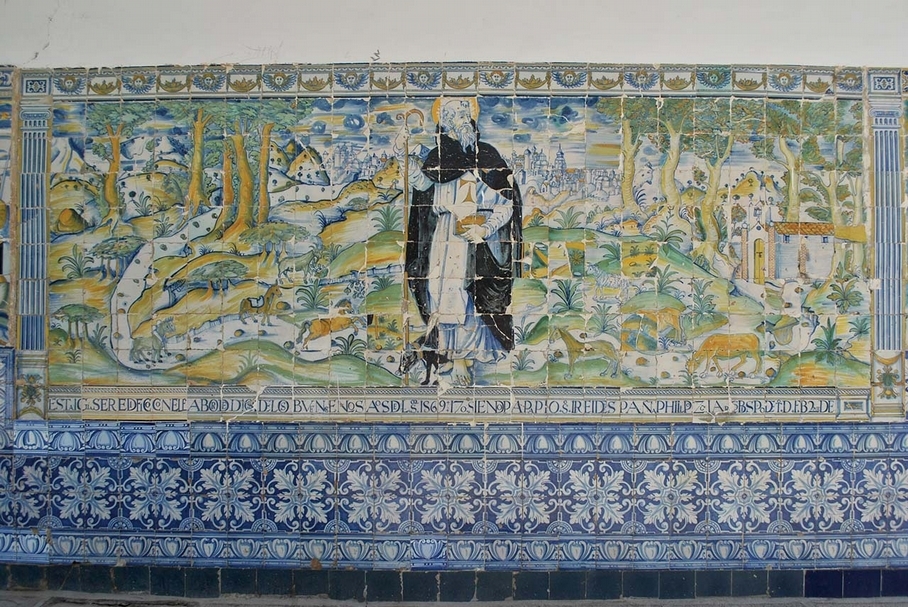 圖13 西班牙塔拉韋拉德拉雷納1571年〈原聖安東尼奧·阿巴德(San Antonio Abad en la Tebaida)冬宮醫院陶磚〉,普拉多聖母大教堂藏。圖版取自Wikimedia Commons。