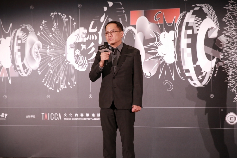文化部政務次長彭俊亨於「TCCF市場展前記者會」致詞。(文化內容策進院提供)