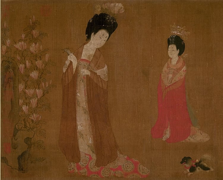 周昉《簪花仕女圖》局部。(圖片來源:維基百科)