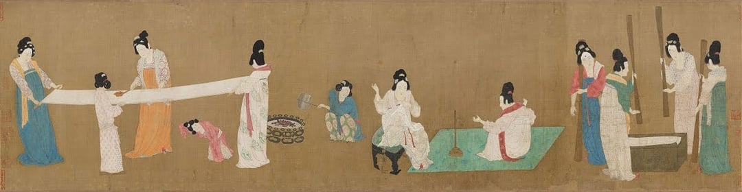 宋徽宗《搗練圖》。(圖片來源:Google Arts & Culture)
