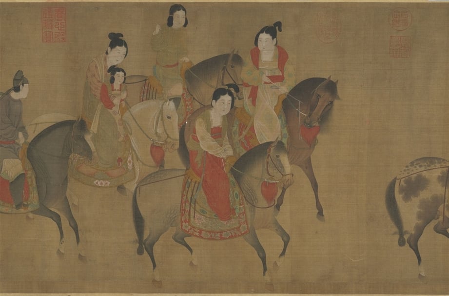 李公麟《畫麗人行》局部。(國立故宮博物院提供)