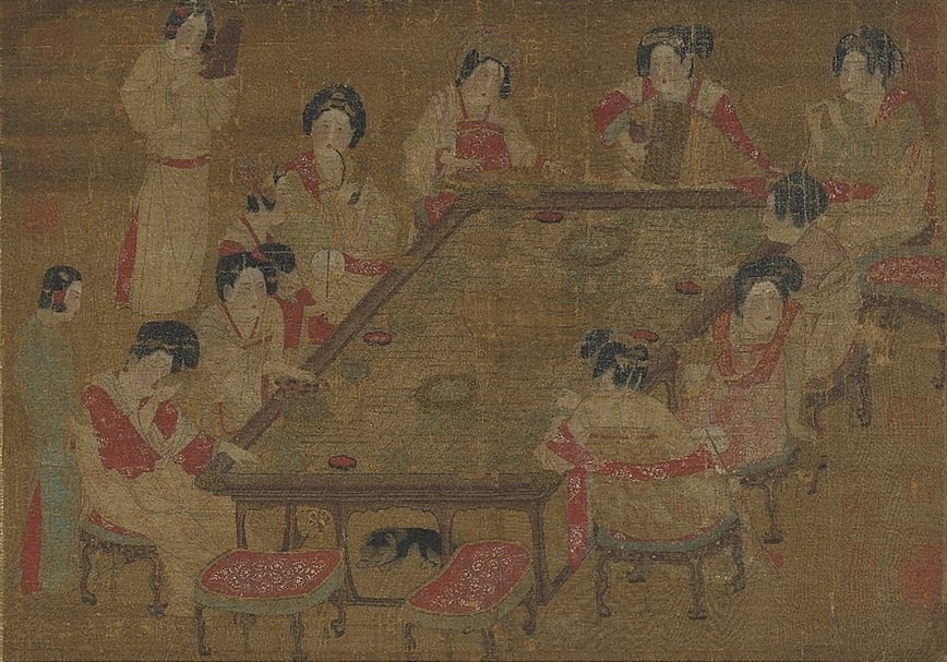 唐人《宮樂圖》。(© 國立故宮博物院)