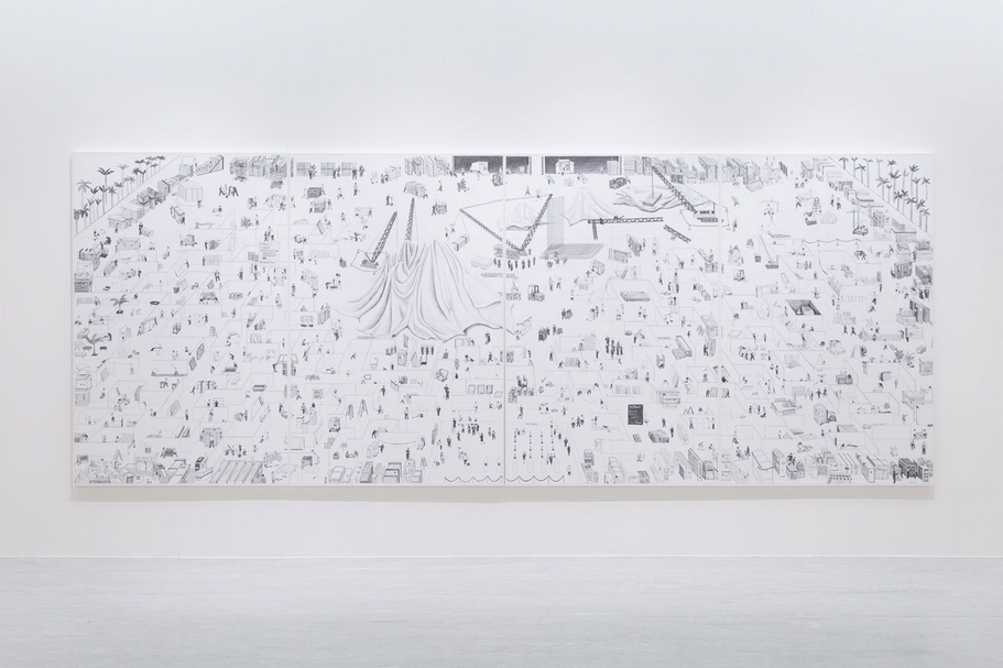 黃海欣《巴塞爾藝術展後》，鉛筆、紙，193×488cm，2020。（藝術家及臺北市立美術館提供）