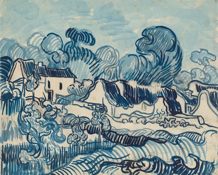 Landscape with Houses, Vincent van Gogh, circa 23 May 1890, 44.0 × 54.4 centimeters, Van Gogh Museum, Amsterdam. © 2020 Van Gogh Worldwide
