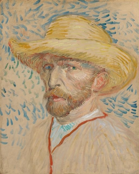 Self-Portrait with Straw Hat, Vincent van Gogh, August - September 1887, paintings, 40.9 × 32.8 centimeters, Van Gogh Museum, Amsterdam . © 2020 Van Gogh Worldwide