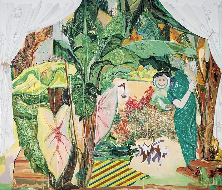 謝牧岐｜悠閒的芭蕉園 壓克力顏料、畫布 147.0x172.0cm 2017 藝術家提供