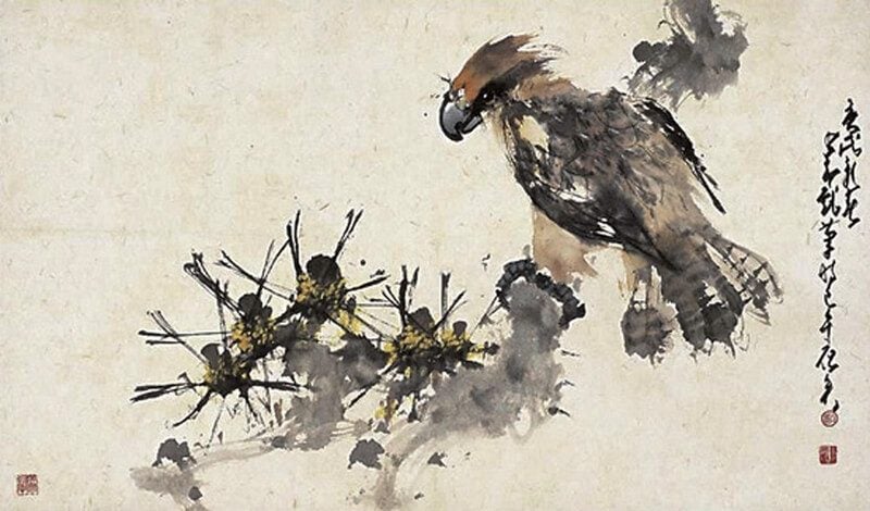 趙少昂〈鷹〉。