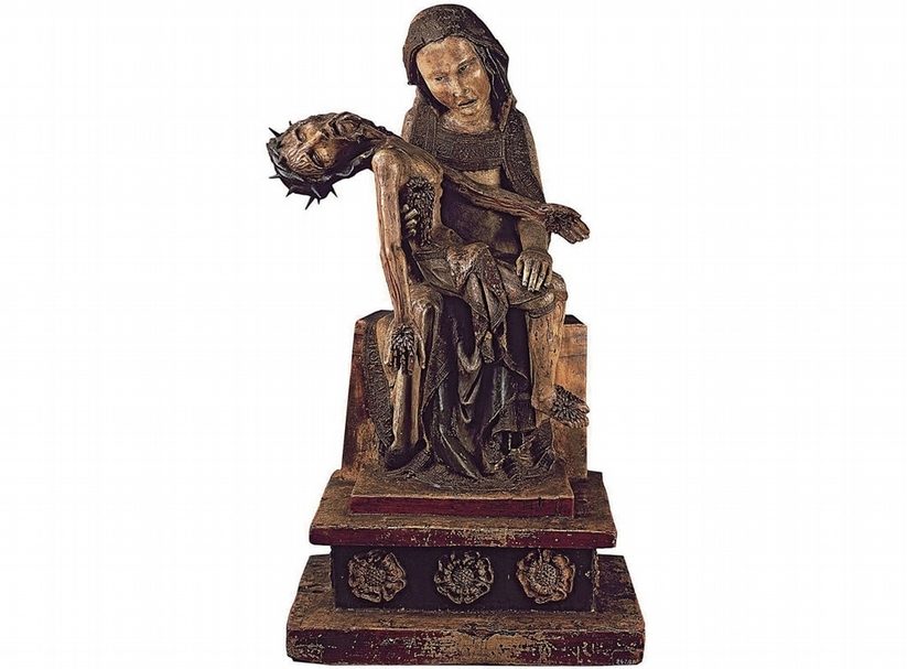 《羅特根聖殤》14世紀初 柳木或白楊木、彩繪 高88.4 cm 德國波昂國立美術館